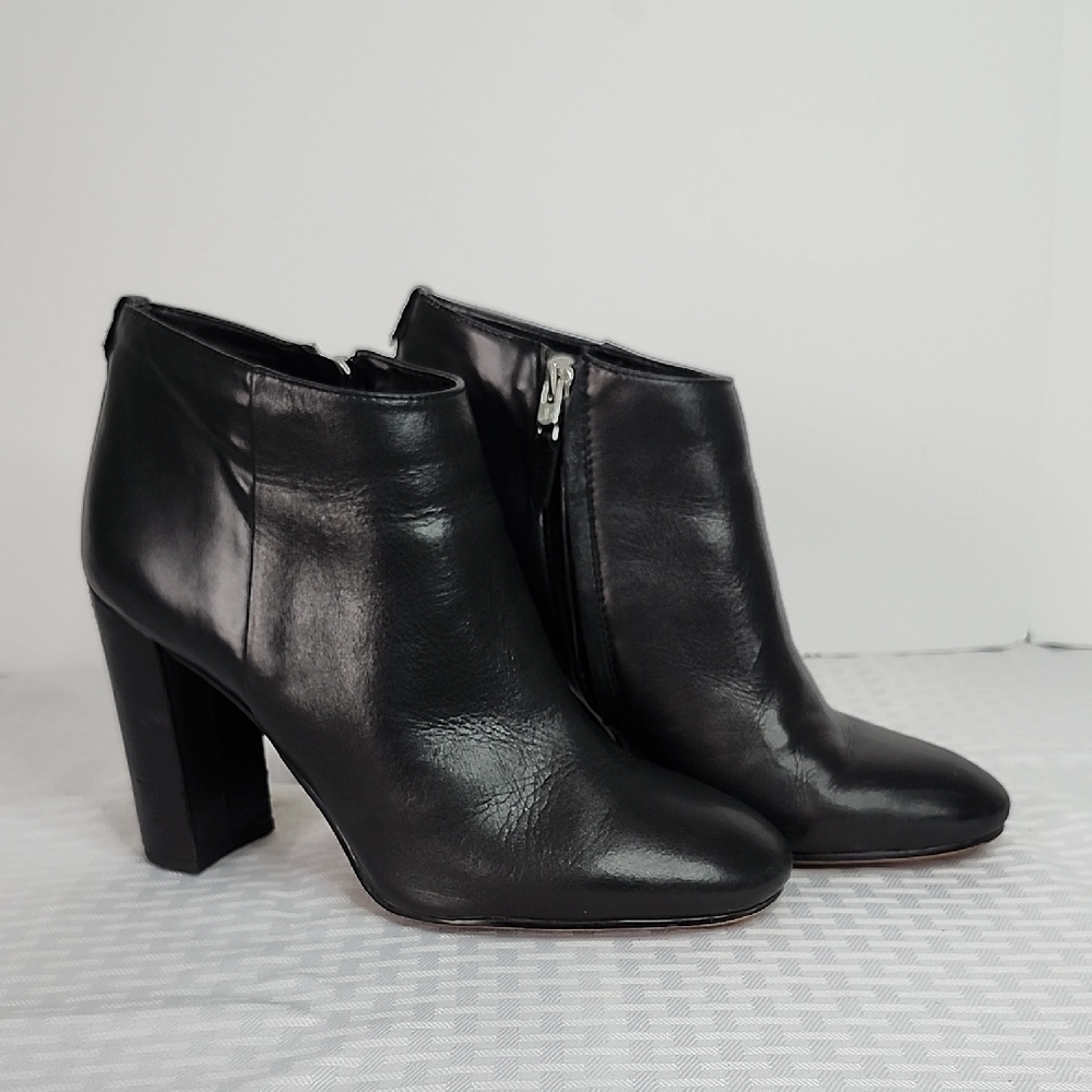 Sam Edelman Leather Heel Ankle Boots Black